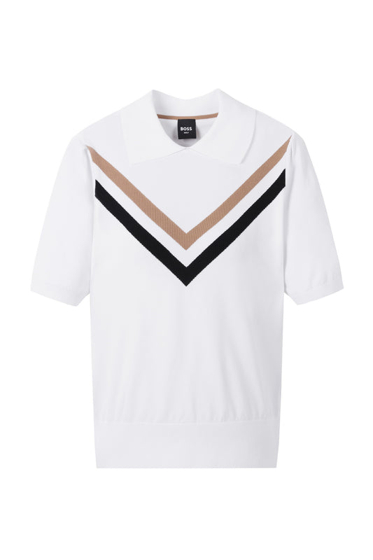 【BOSS GOLF 25SR Woman's】SM W BWC Chevron Knit Polo  / White