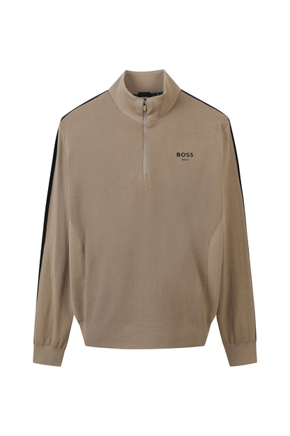 【BOSS GOLF 25SR Men's】SP M Woven Hybrid QZ Sweater / Camel