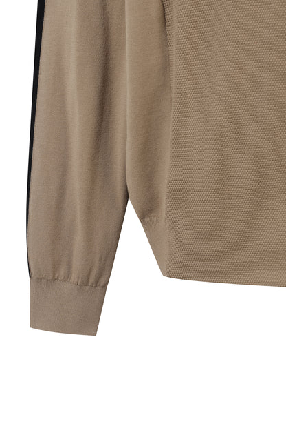 【BOSS GOLF 25SR Men's】SP M Woven Hybrid QZ Sweater / Camel