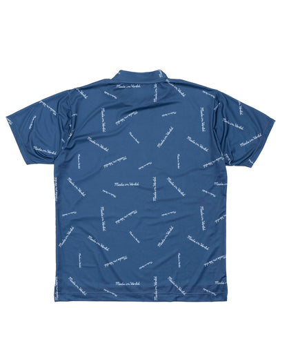 patterned mock shirt 　blue