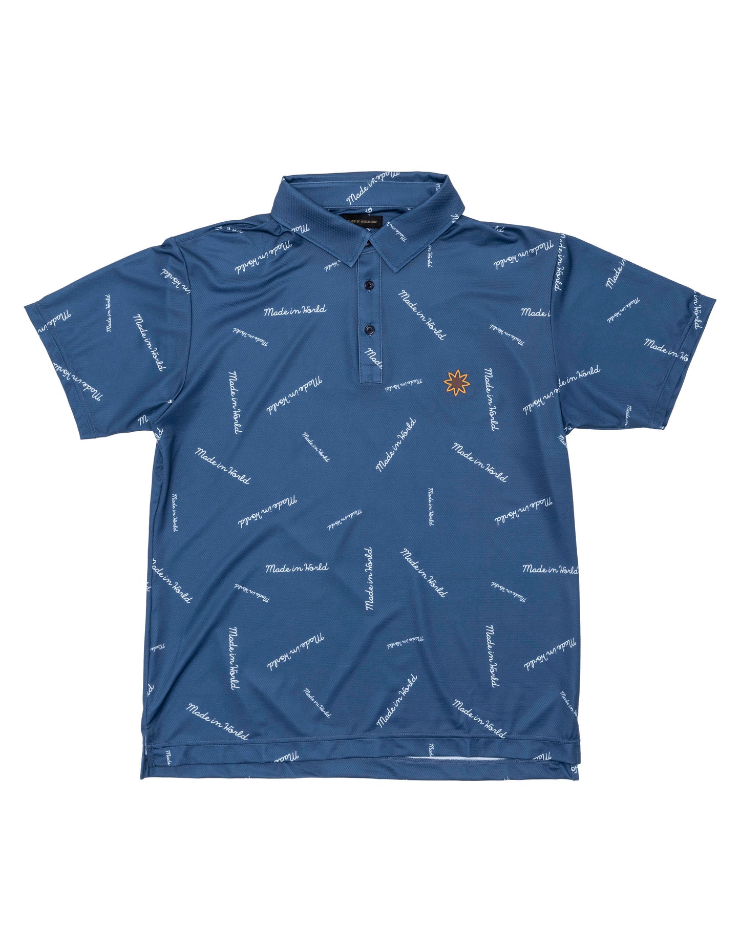 patterned polo shirt 　blue