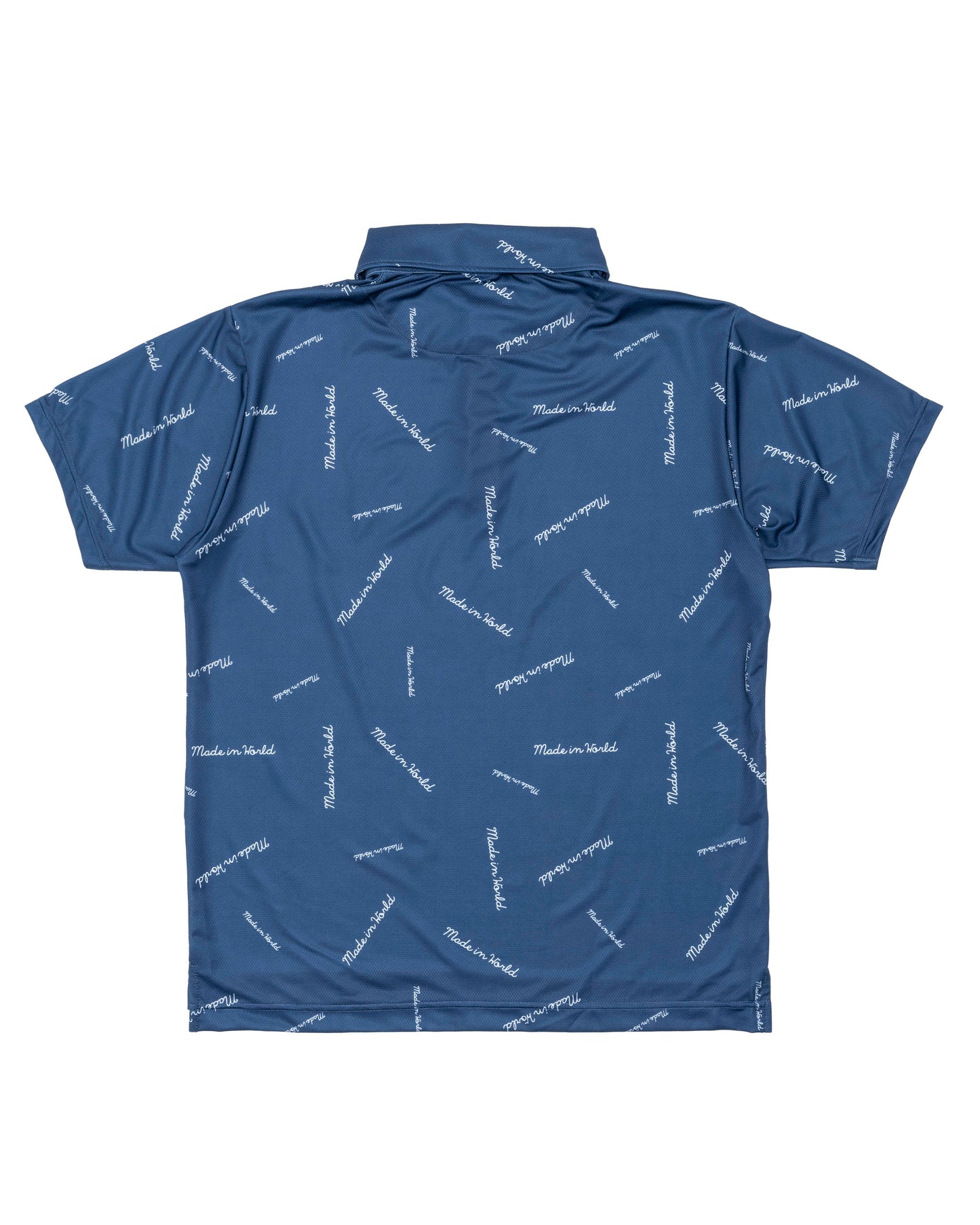 patterned polo shirt 　blue