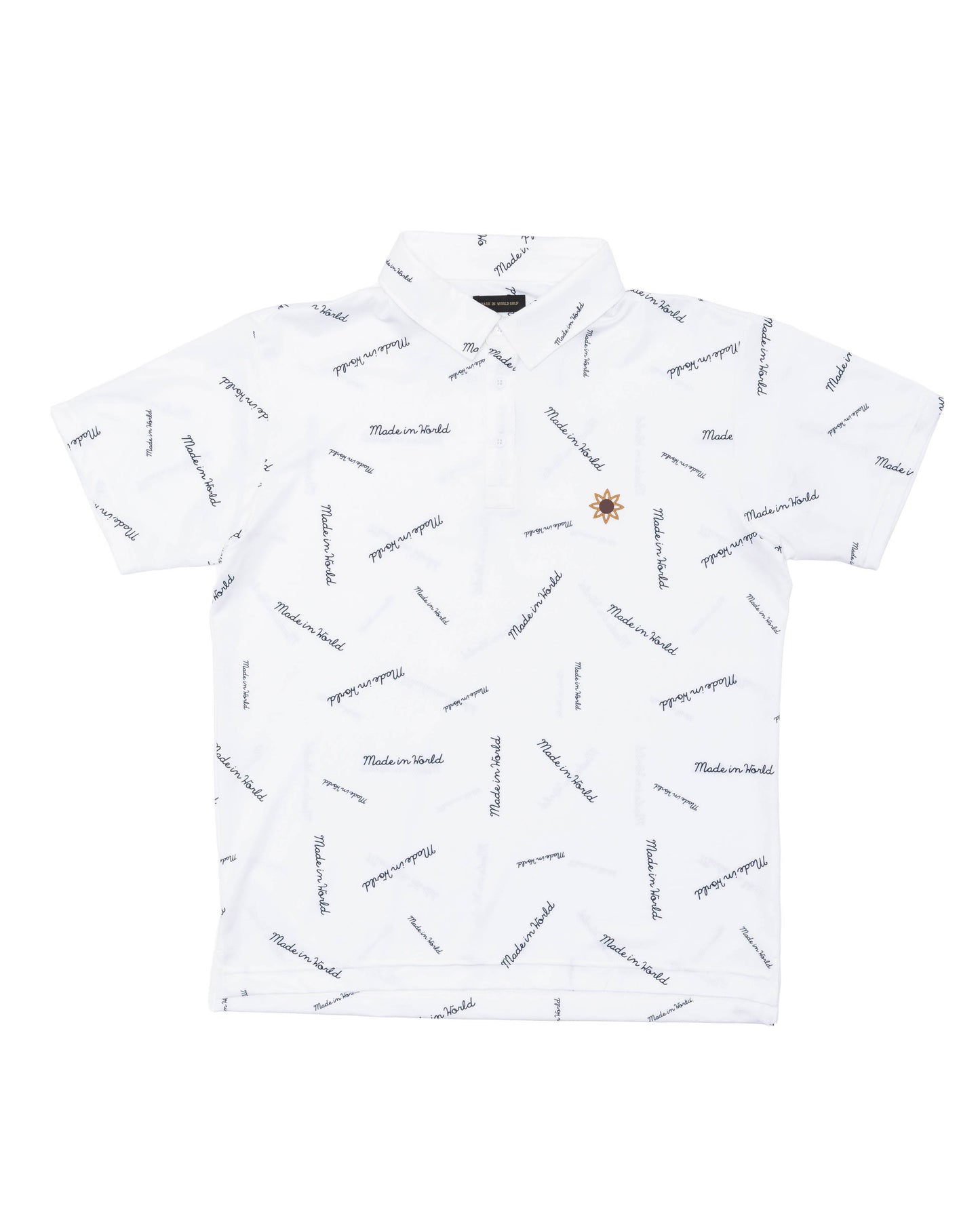 patterned polo shirt 　white