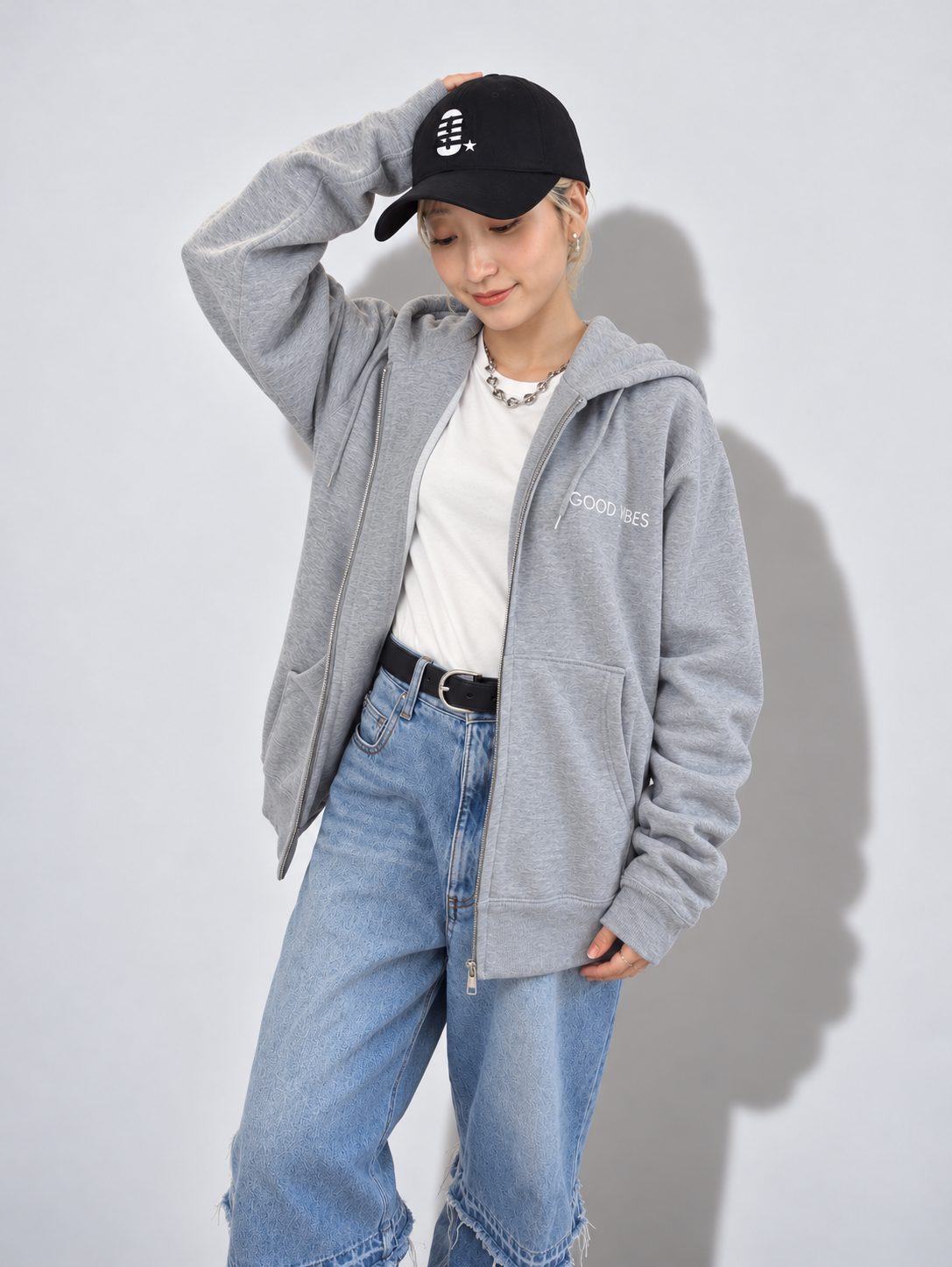 RISANO GOOD VIBES寝顔 hoodie gray
