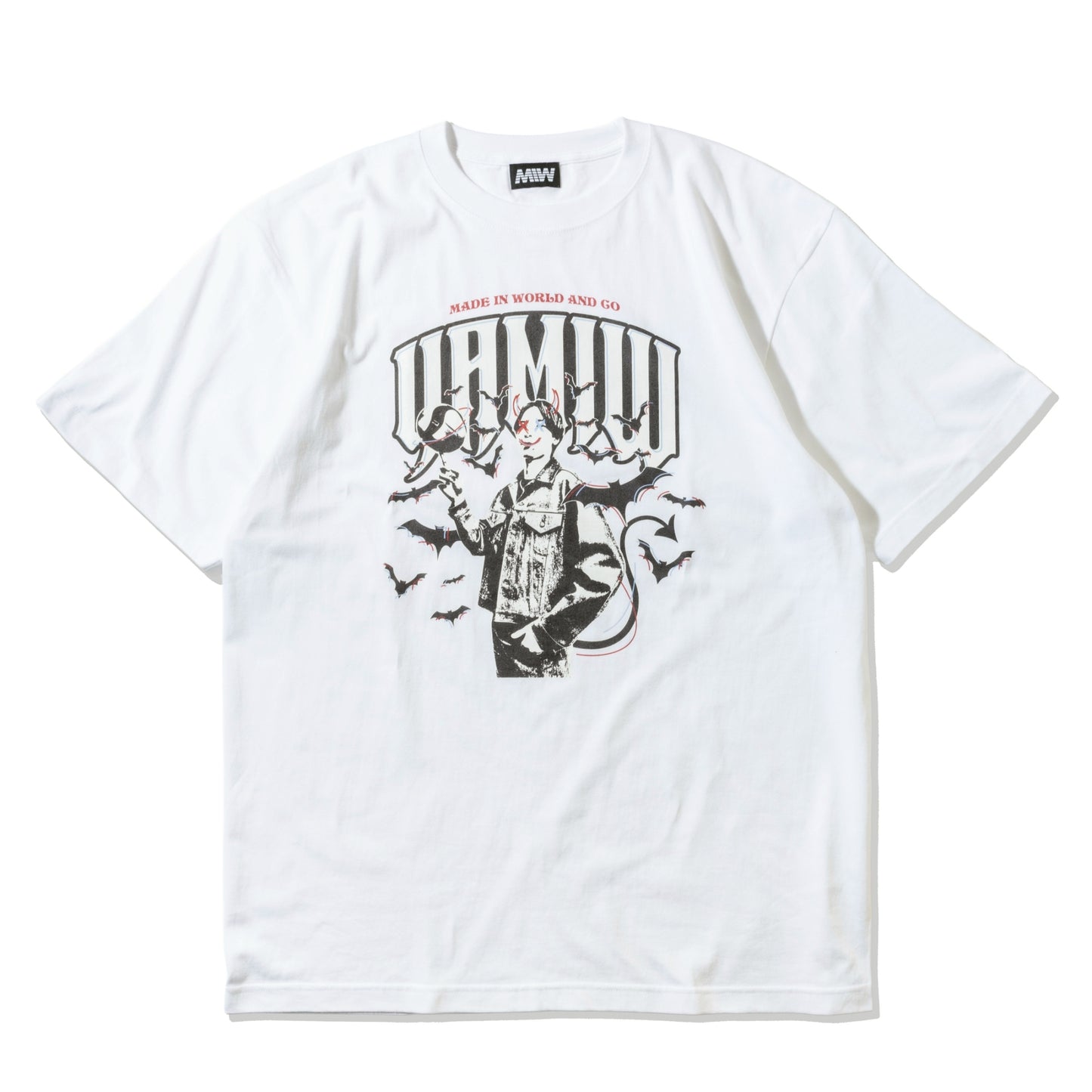 AKIHIRO YAMAUCHI　crew neck tee(devil) White