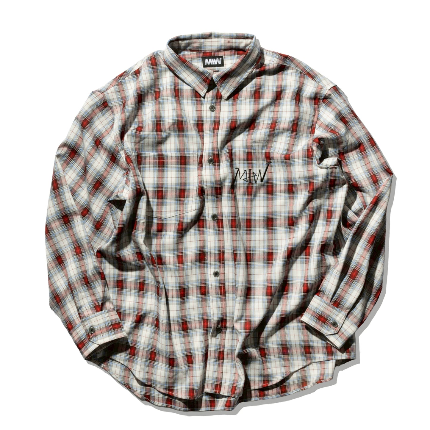 over size checkshirt  Red