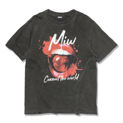 crew neck tee（lip）INK BLACK