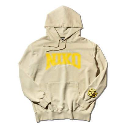 川越にこ × MIW  NIKO COLLEGE LOGO HOODIE NATURAL× YELLOW