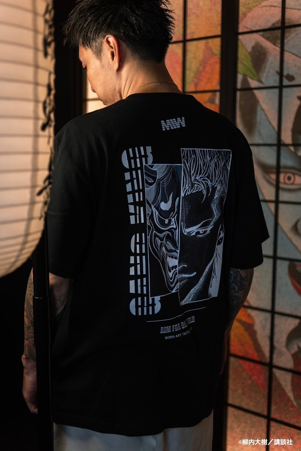 GANGKING crewneck tee(BIZEN ART TATOO STUDIO)black