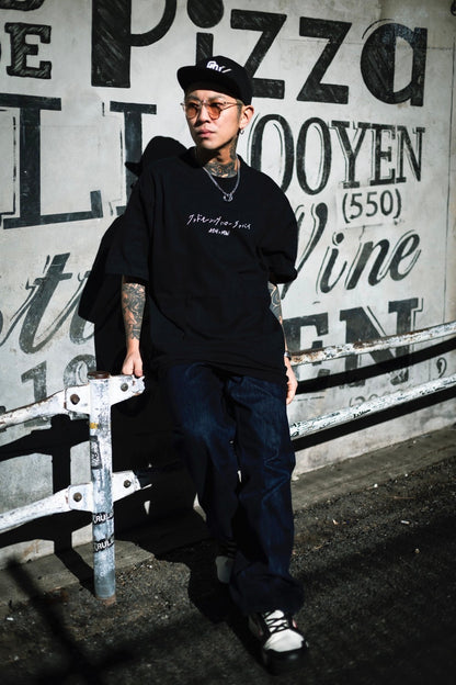 ASH DA HERO crewneck tee(GOOD MORNING HELLO GOOD BYE) black