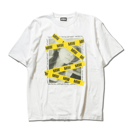 crew neck tee MIW tape white 大友愛×MIW