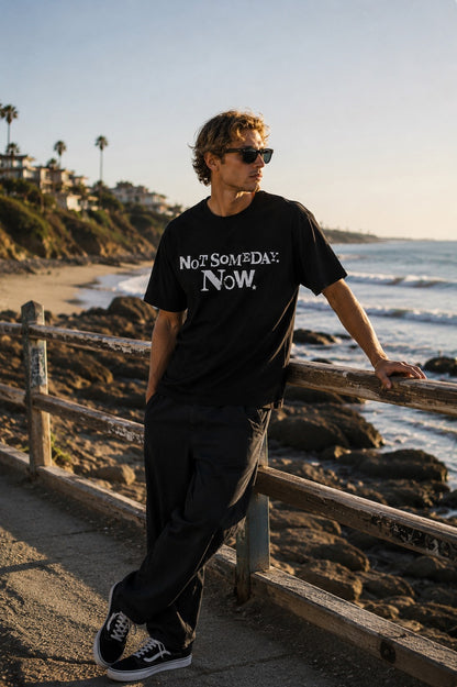 crew neck tee (NOT SOME DAY NOW) black  MIW COLLECTION