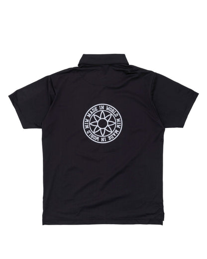 dot mesh polo black