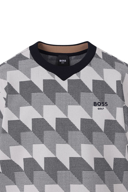 【BOSS GOLF 25SR Men's】Pattern JQD Rneck Sweater / D/Navy
