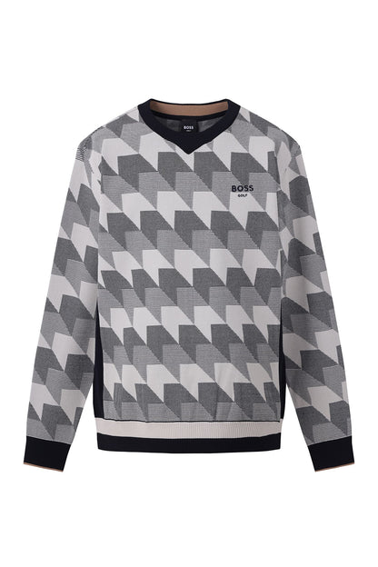 【BOSS GOLF 25SR Men's】Pattern JQD Rneck Sweater / D/Navy