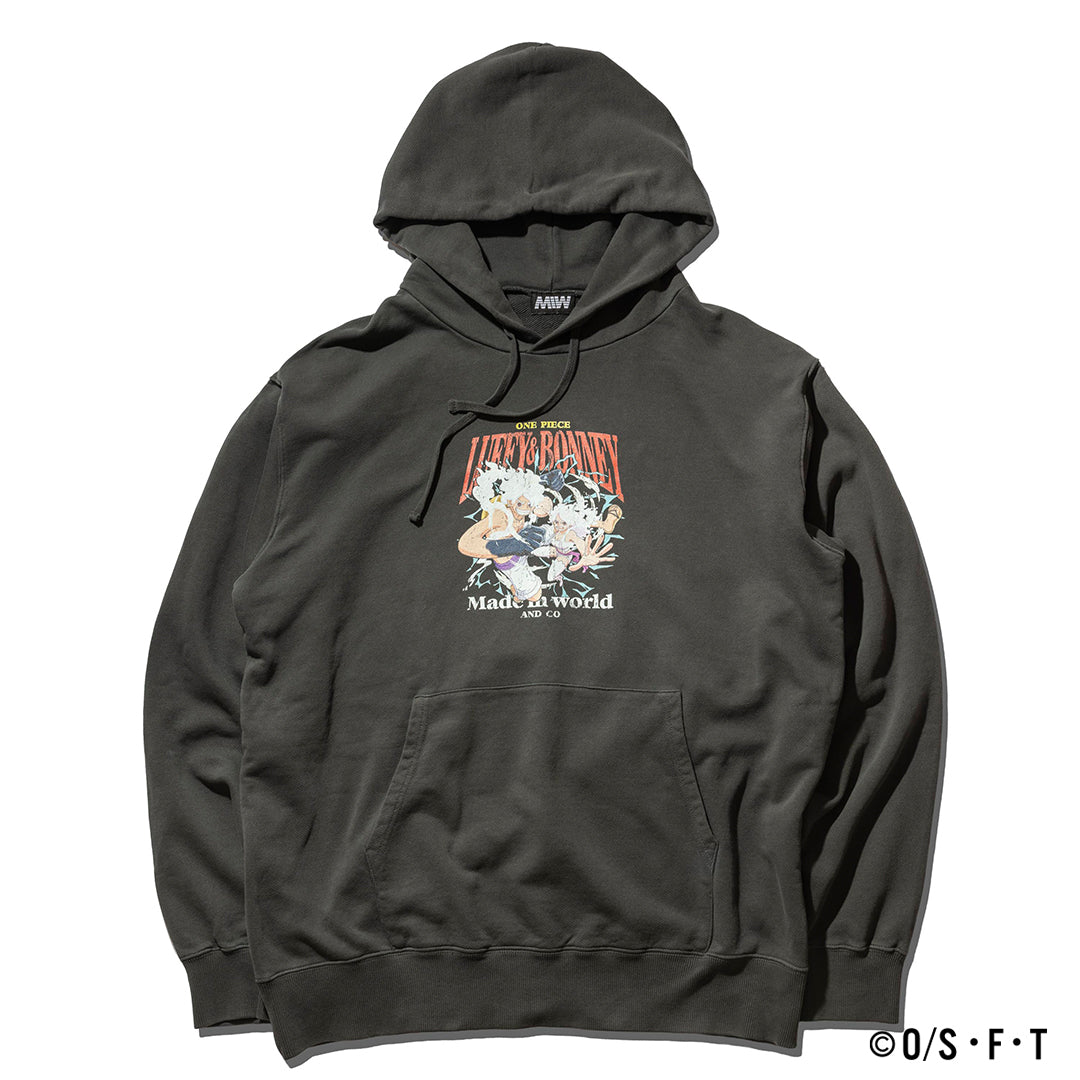 LUFFY & BONNEY HOODIE ink black ONE PIECE × MIW Collaboration